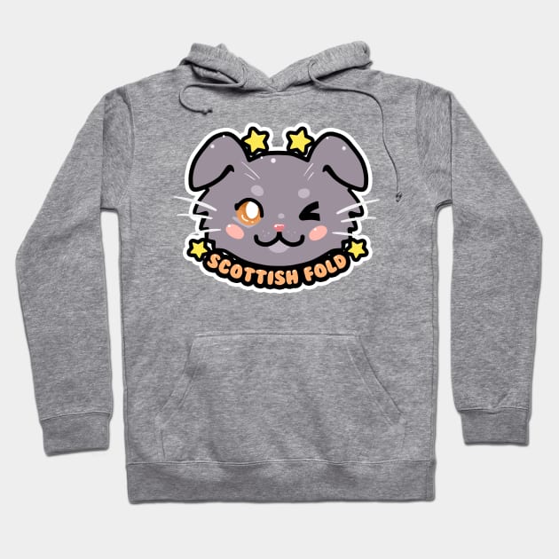 KAWAII Chibi Scottish Fold Cat Face Hoodie by TechraNova